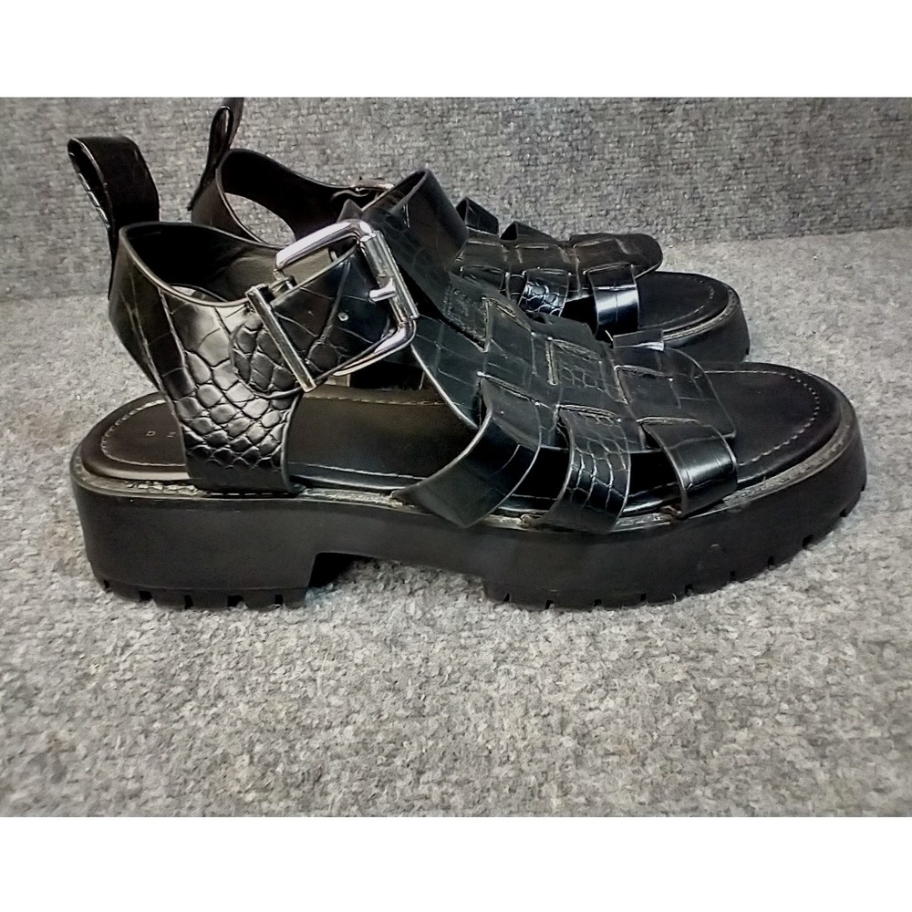 ASOS DESIGN Fisherman Sandals Women Size 11 Black Croc Platform Lug Sole